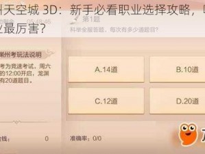 九州天空城 3D：新手必看职业选择攻略，哪个职业最厉害？