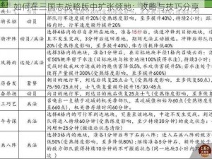 如何在三国志战略版中扩张领地：攻略与技巧分享