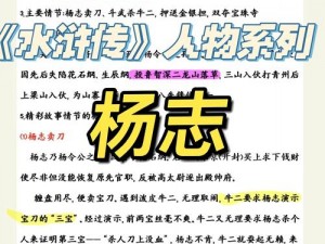 全民水浒杨志阵容搭配大揭秘