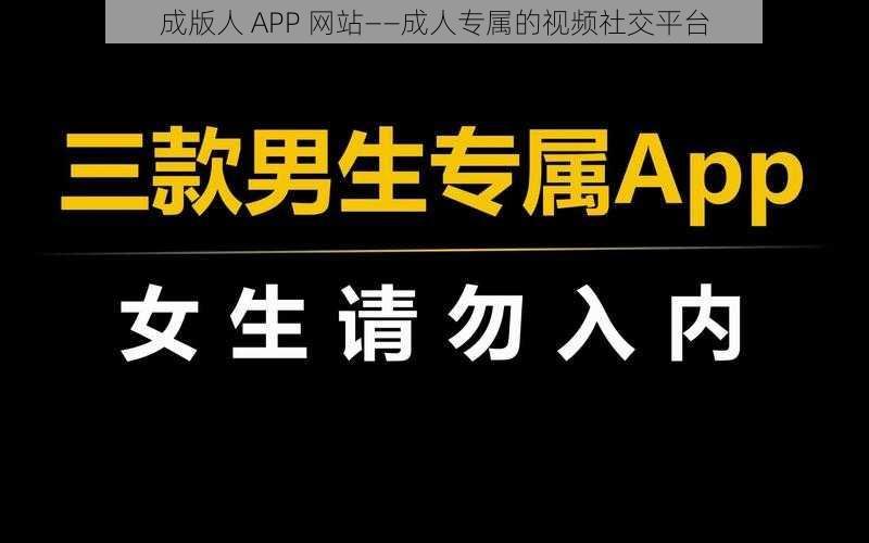 成版人 APP 网站——成人专属的视频社交平台