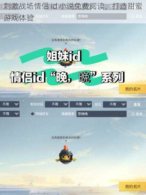 刺激战场情侣 id 小说免费阅读，打造甜蜜游戏体验