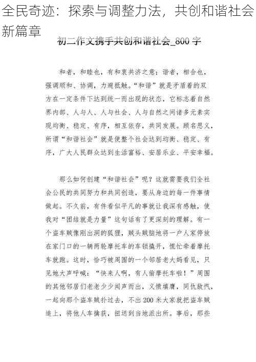 全民奇迹：探索与调整力法，共创和谐社会新篇章