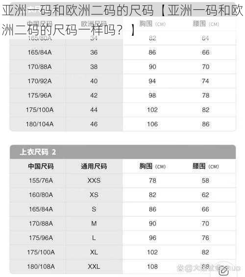 亚洲一码和欧洲二码的尺码【亚洲一码和欧洲二码的尺码一样吗？】