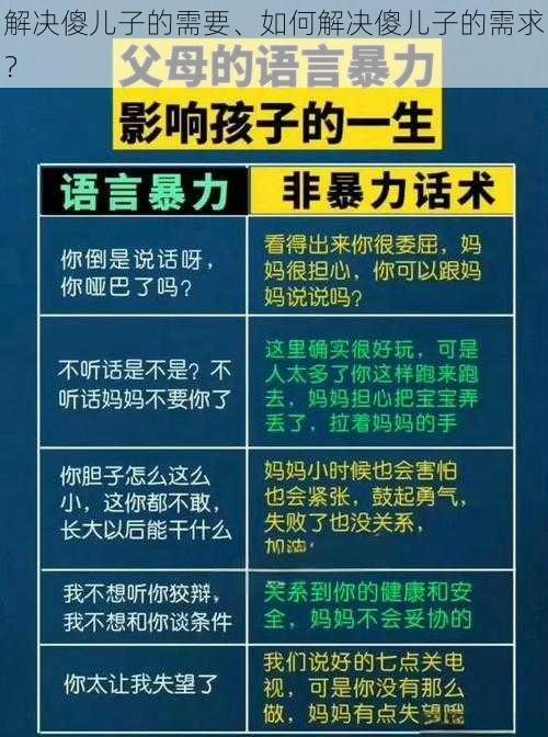 解决傻儿子的需要、如何解决傻儿子的需求？