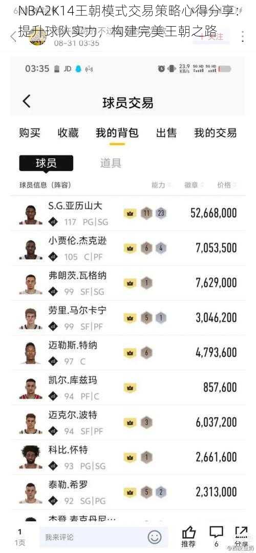 NBA2K14王朝模式交易策略心得分享：提升球队实力，构建完美王朝之路