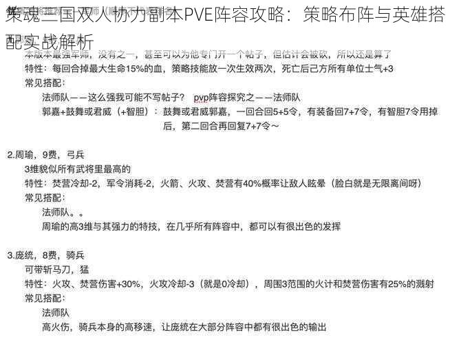 策魂三国双人协力副本PVE阵容攻略：策略布阵与英雄搭配实战解析