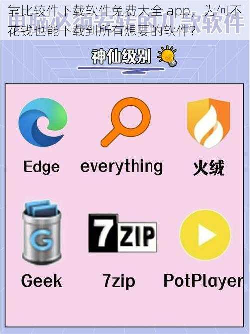 靠比较件下载软件免费大全 app，为何不花钱也能下载到所有想要的软件？