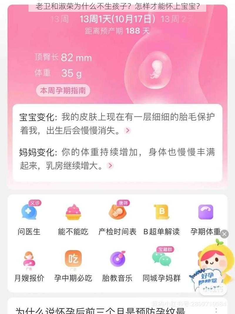 老卫和淑荣为什么不生孩子？怎样才能怀上宝宝？