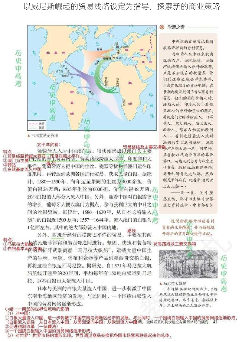 以威尼斯崛起的贸易线路设定为指导，探索新的商业策略