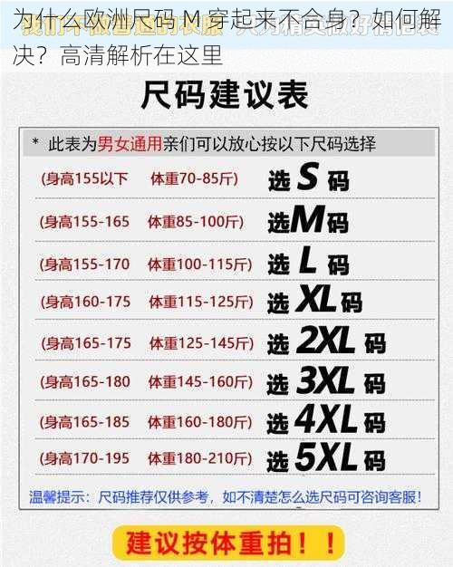 为什么欧洲尺码 M 穿起来不合身？如何解决？高清解析在这里