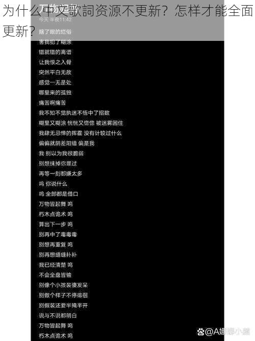 为什么中文歌詞资源不更新？怎样才能全面更新？