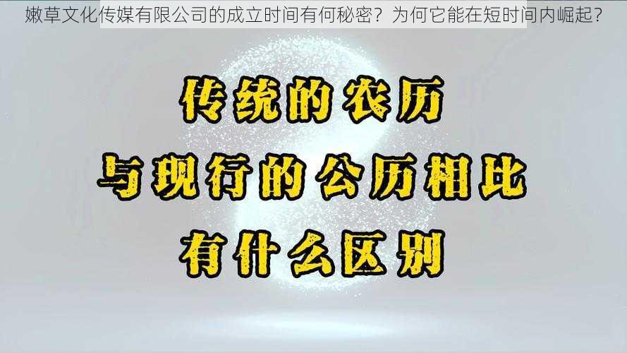 嫩草文化传媒有限公司的成立时间有何秘密？为何它能在短时间内崛起？