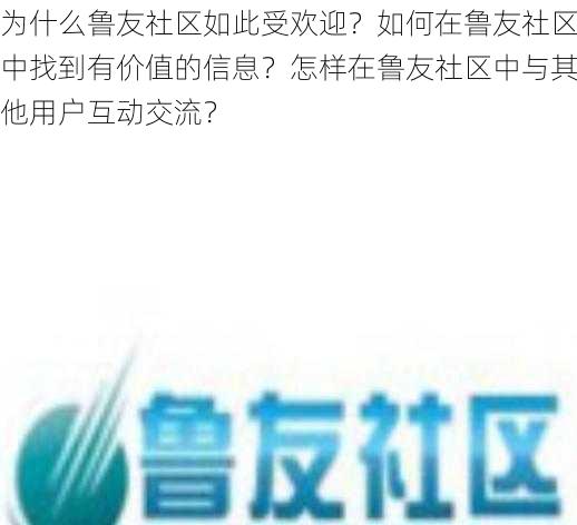 为什么鲁友社区如此受欢迎？如何在鲁友社区中找到有价值的信息？怎样在鲁友社区中与其他用户互动交流？