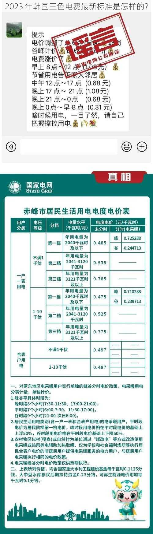 2023 年韩国三色电费最新标准是怎样的？