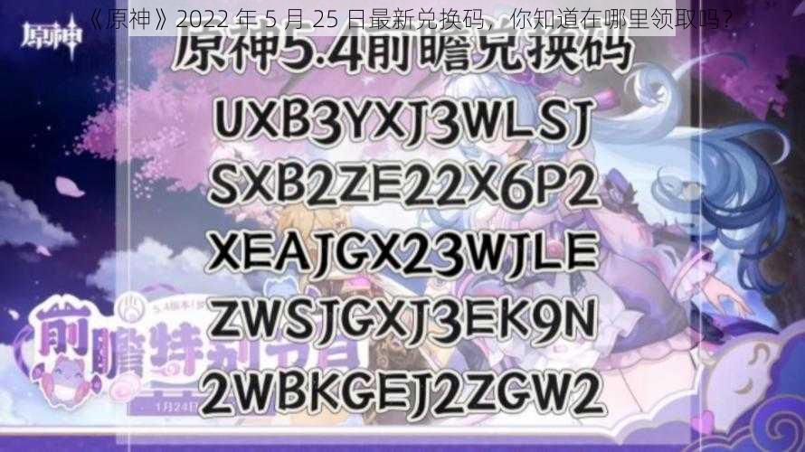 《原神》2022 年 5 月 25 日最新兑换码，你知道在哪里领取吗？