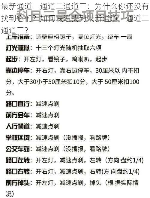 最新通道一通道二通道三：为什么你还没有找到它们？如何快速找到最新通道一通道二通道三？