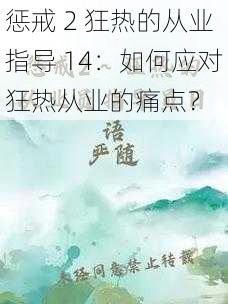 惩戒 2 狂热的从业指导 14：如何应对狂热从业的痛点？