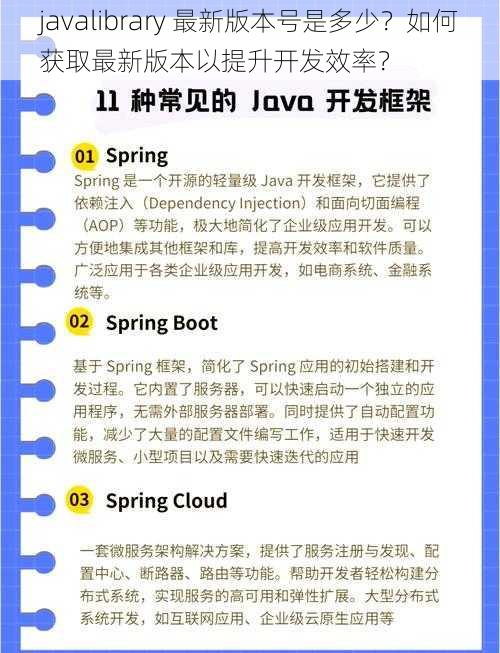 javalibrary 最新版本号是多少？如何获取最新版本以提升开发效率？