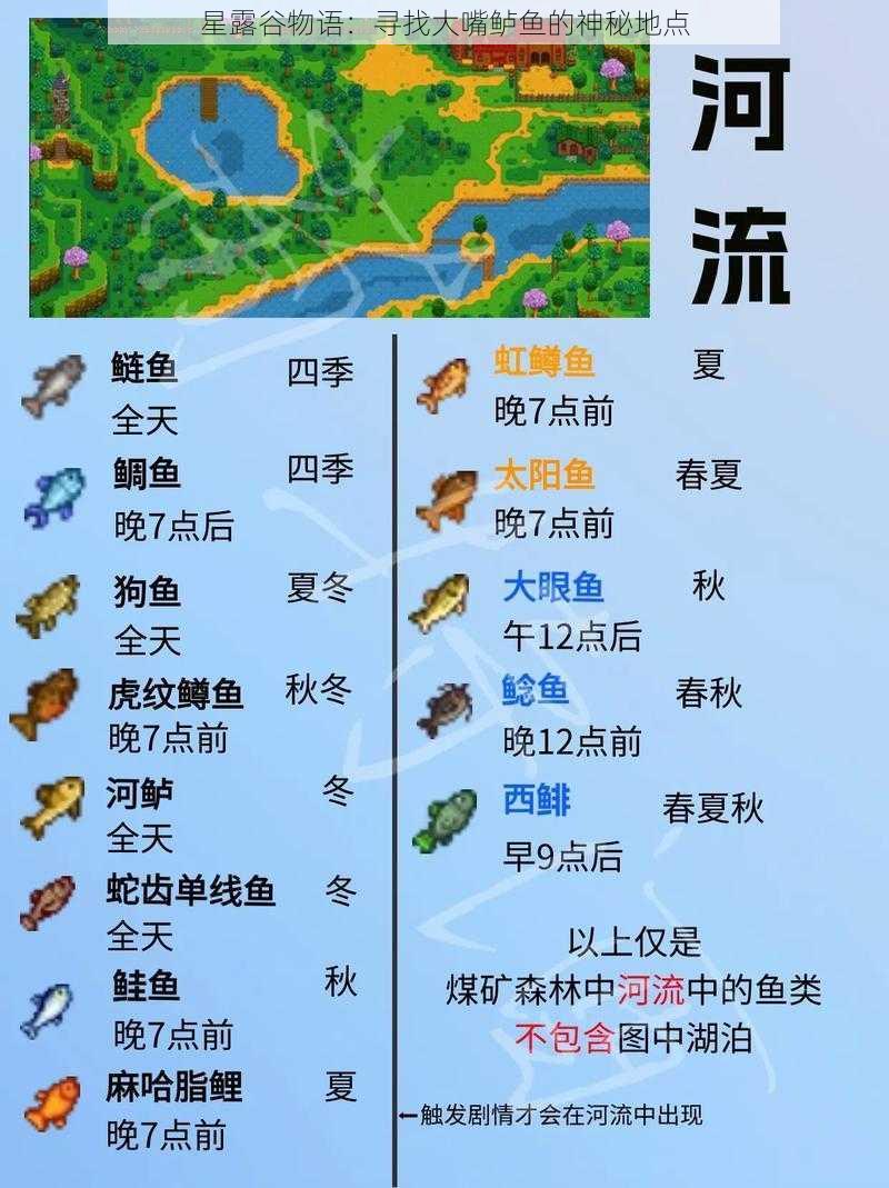 星露谷物语：寻找大嘴鲈鱼的神秘地点