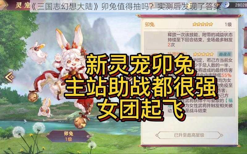 《三国志幻想大陆》卯兔值得抽吗？实测后发现了答案