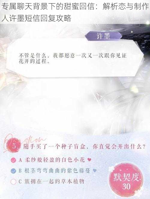 专属聊天背景下的甜蜜回信：解析恋与制作人许墨短信回复攻略