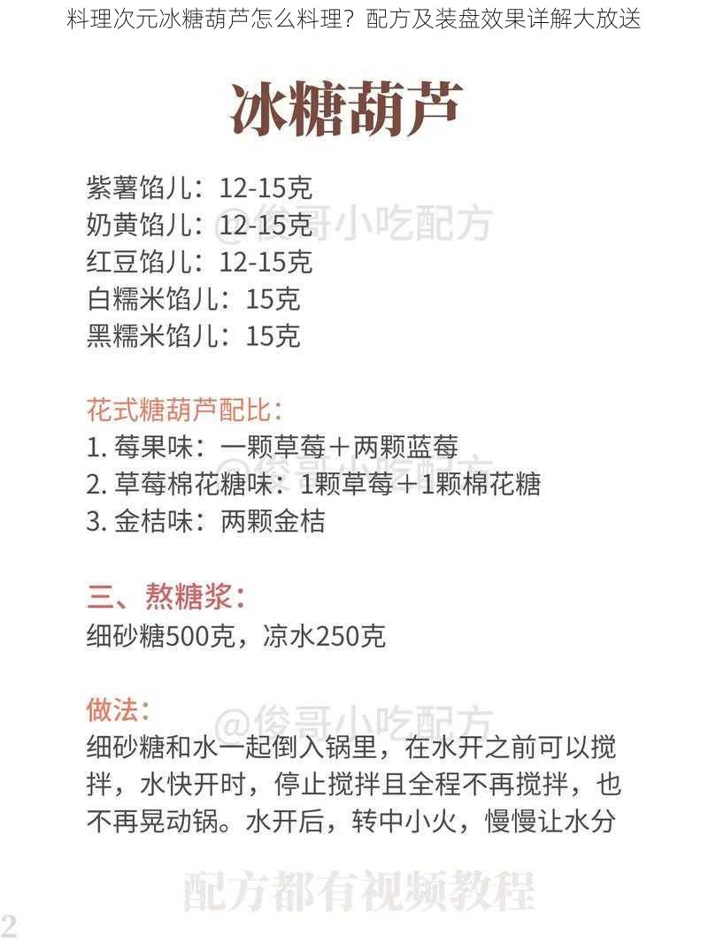 料理次元冰糖葫芦怎么料理？配方及装盘效果详解大放送